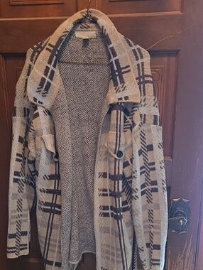 3 For $40 Plaid Open-Front Cardigan Sweater – Beige Brown